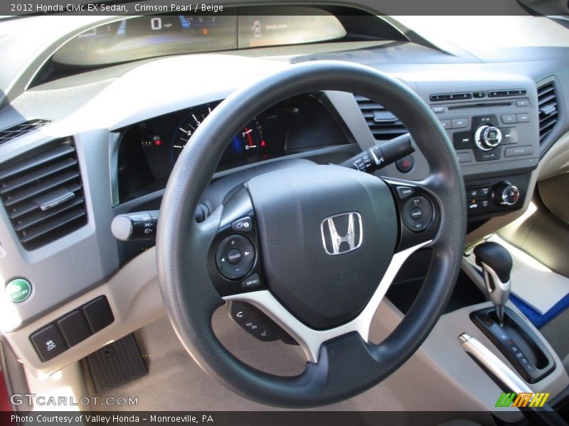 Crimson Pearl / Beige 2012 Honda Civic EX Sedan