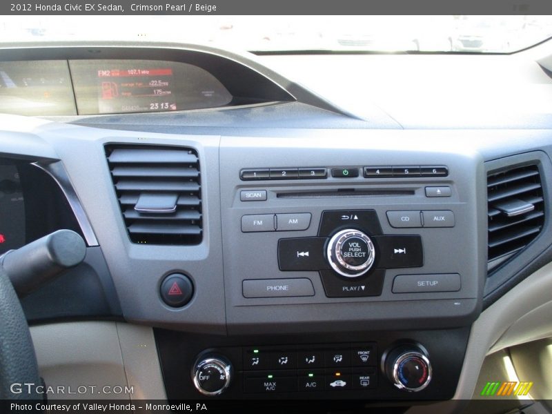 Crimson Pearl / Beige 2012 Honda Civic EX Sedan