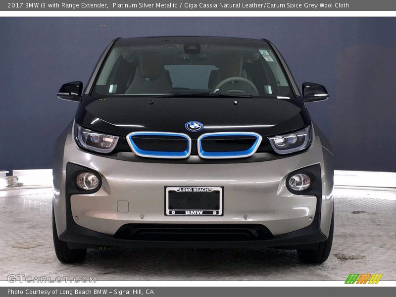 Platinum Silver Metallic / Giga Cassia Natural Leather/Carum Spice Grey Wool Cloth 2017 BMW i3 with Range Extender