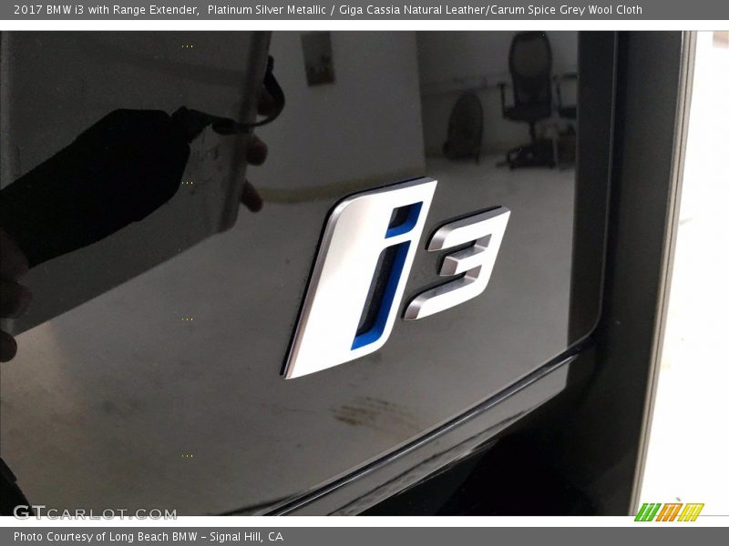 Platinum Silver Metallic / Giga Cassia Natural Leather/Carum Spice Grey Wool Cloth 2017 BMW i3 with Range Extender