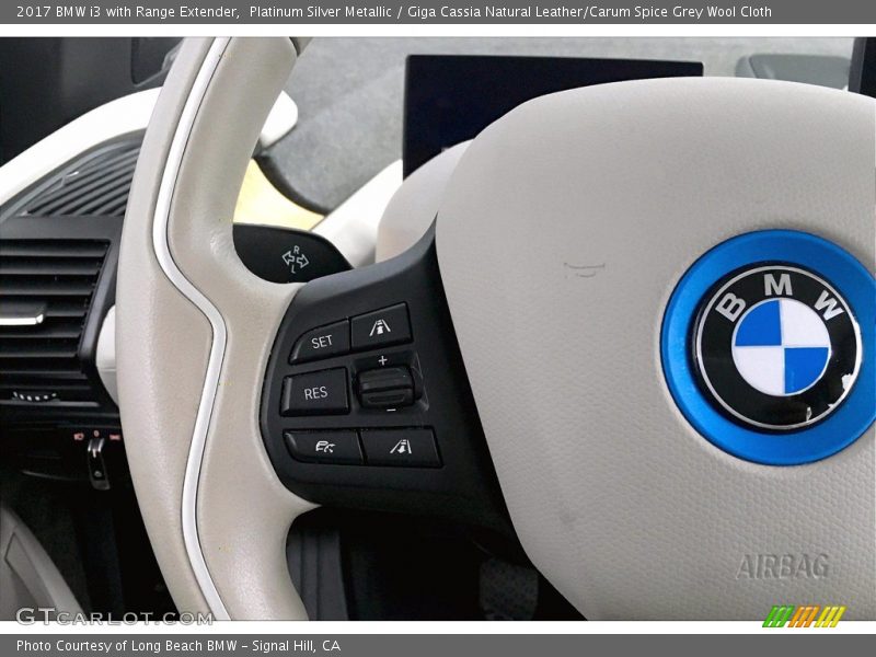 Platinum Silver Metallic / Giga Cassia Natural Leather/Carum Spice Grey Wool Cloth 2017 BMW i3 with Range Extender