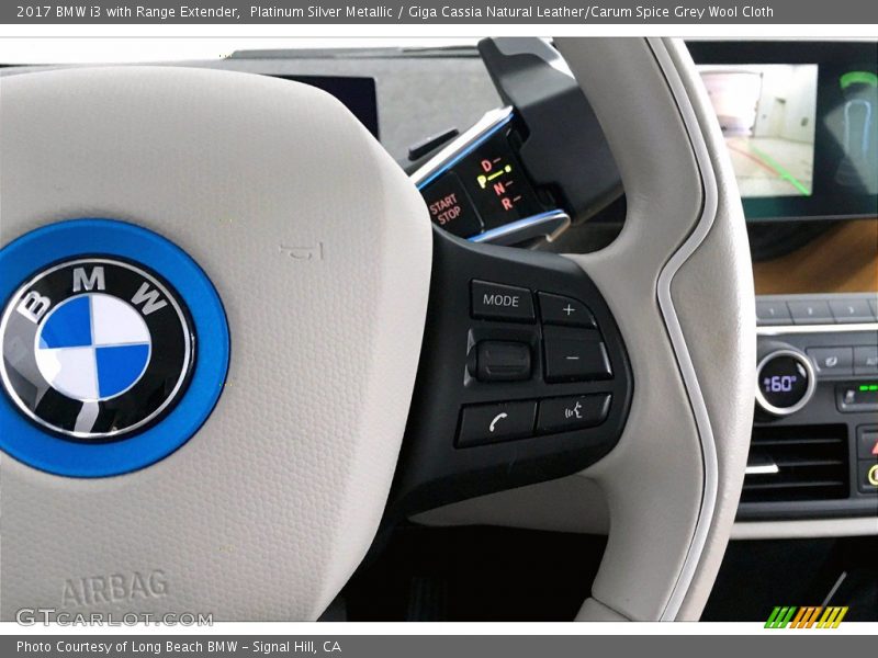 Platinum Silver Metallic / Giga Cassia Natural Leather/Carum Spice Grey Wool Cloth 2017 BMW i3 with Range Extender
