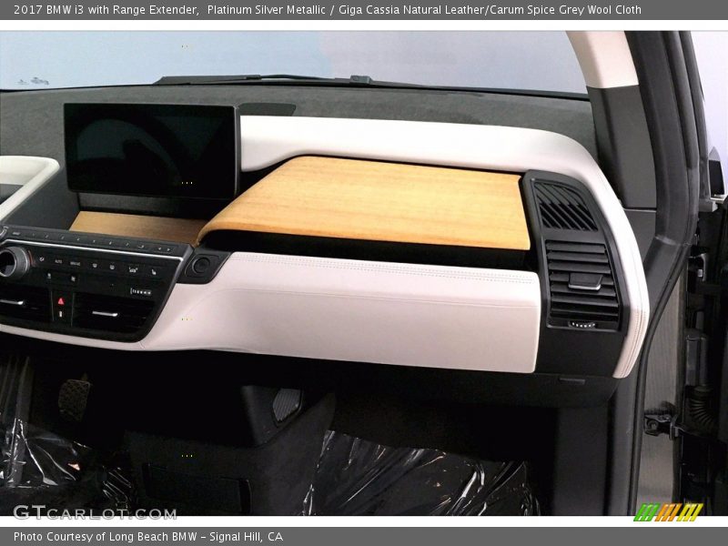 Platinum Silver Metallic / Giga Cassia Natural Leather/Carum Spice Grey Wool Cloth 2017 BMW i3 with Range Extender