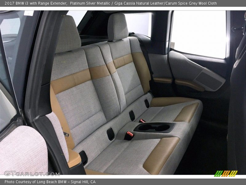 Platinum Silver Metallic / Giga Cassia Natural Leather/Carum Spice Grey Wool Cloth 2017 BMW i3 with Range Extender