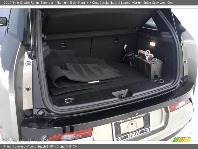 Platinum Silver Metallic / Giga Cassia Natural Leather/Carum Spice Grey Wool Cloth 2017 BMW i3 with Range Extender