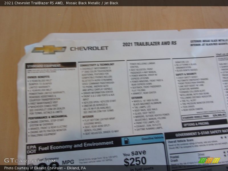 Mosaic Black Metallic / Jet Black 2021 Chevrolet TrailBlazer RS AWD