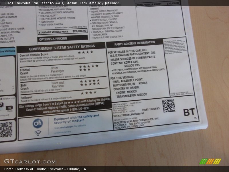 Mosaic Black Metallic / Jet Black 2021 Chevrolet TrailBlazer RS AWD