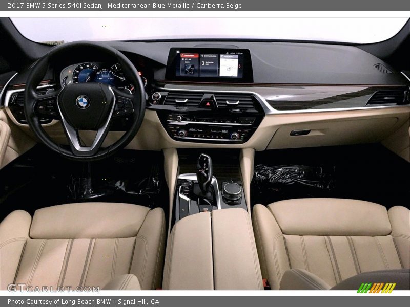 Mediterranean Blue Metallic / Canberra Beige 2017 BMW 5 Series 540i Sedan