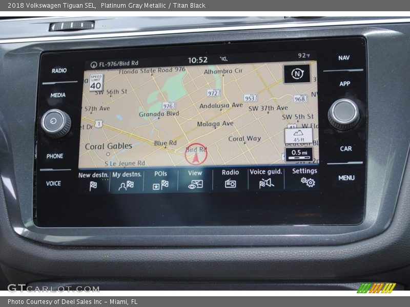 Navigation of 2018 Tiguan SEL