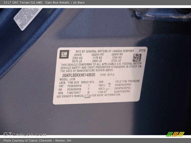 Slate Blue Metallic / Jet Black 2017 GMC Terrain SLE AWD