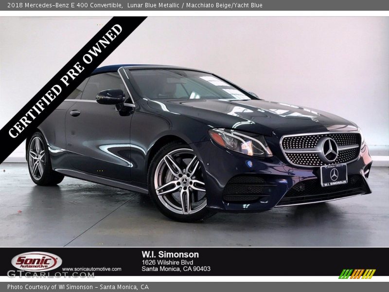 Lunar Blue Metallic / Macchiato Beige/Yacht Blue 2018 Mercedes-Benz E 400 Convertible