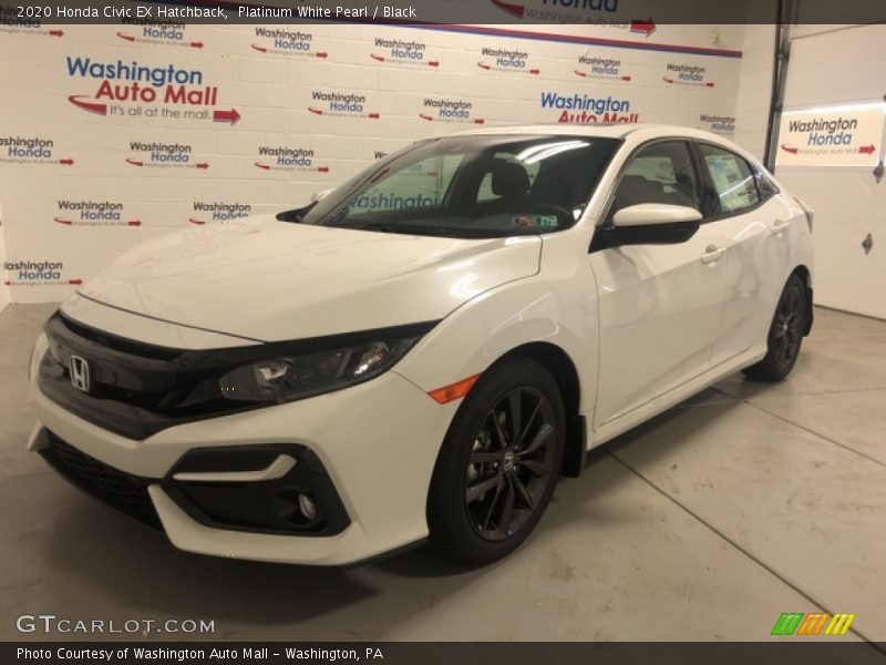 Platinum White Pearl / Black 2020 Honda Civic EX Hatchback
