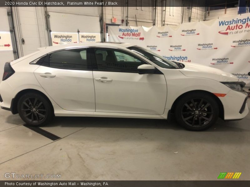Platinum White Pearl / Black 2020 Honda Civic EX Hatchback