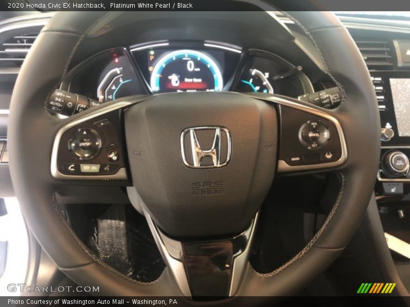 Platinum White Pearl / Black 2020 Honda Civic EX Hatchback