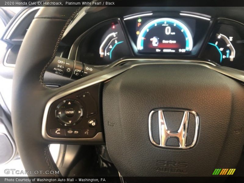 Platinum White Pearl / Black 2020 Honda Civic EX Hatchback