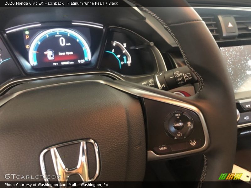 Platinum White Pearl / Black 2020 Honda Civic EX Hatchback