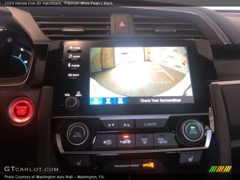 Platinum White Pearl / Black 2020 Honda Civic EX Hatchback
