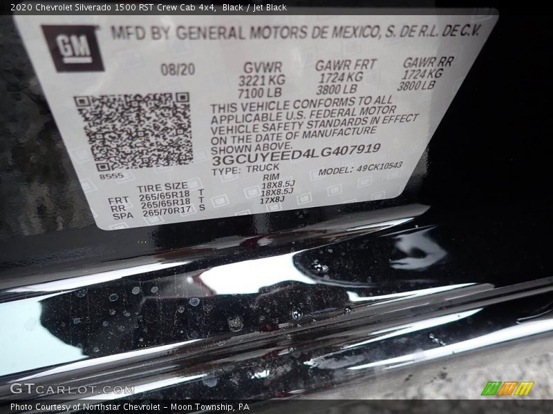 Black / Jet Black 2020 Chevrolet Silverado 1500 RST Crew Cab 4x4