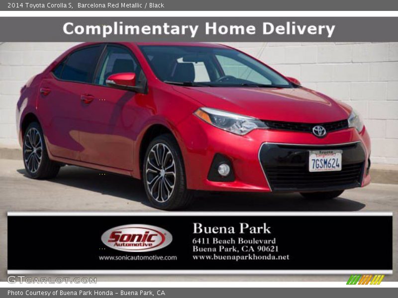 Barcelona Red Metallic / Black 2014 Toyota Corolla S