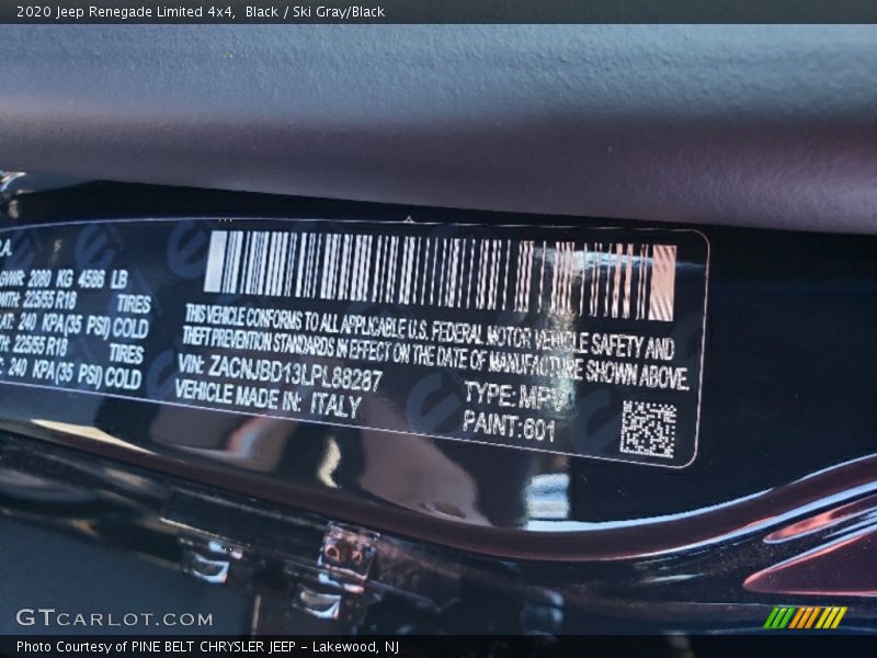 2020 Renegade Limited 4x4 Black Color Code 601
