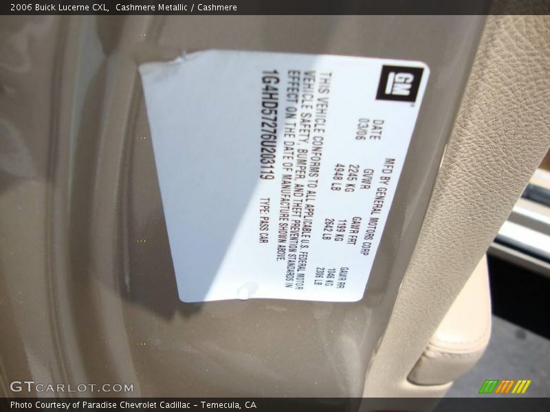 Cashmere Metallic / Cashmere 2006 Buick Lucerne CXL