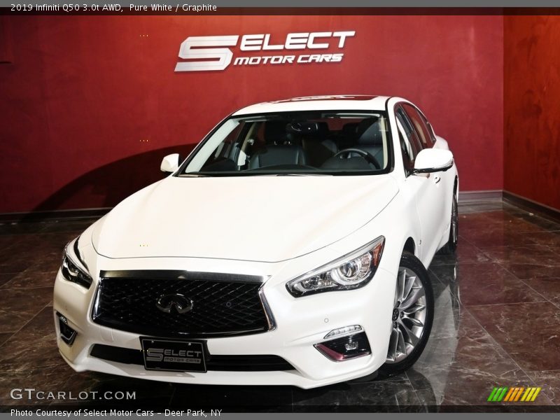 Pure White / Graphite 2019 Infiniti Q50 3.0t AWD