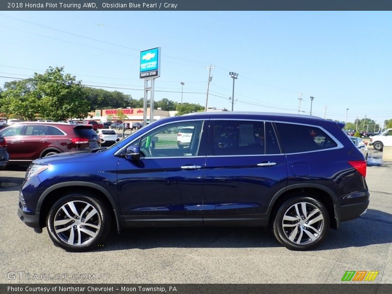 Obsidian Blue Pearl / Gray 2018 Honda Pilot Touring AWD