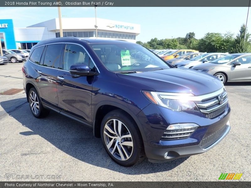 Obsidian Blue Pearl / Gray 2018 Honda Pilot Touring AWD