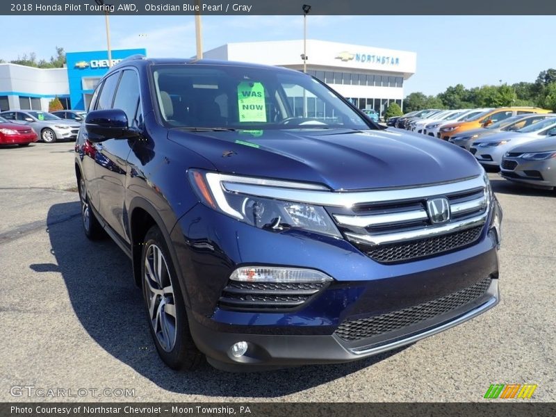 Obsidian Blue Pearl / Gray 2018 Honda Pilot Touring AWD