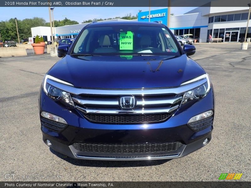 Obsidian Blue Pearl / Gray 2018 Honda Pilot Touring AWD