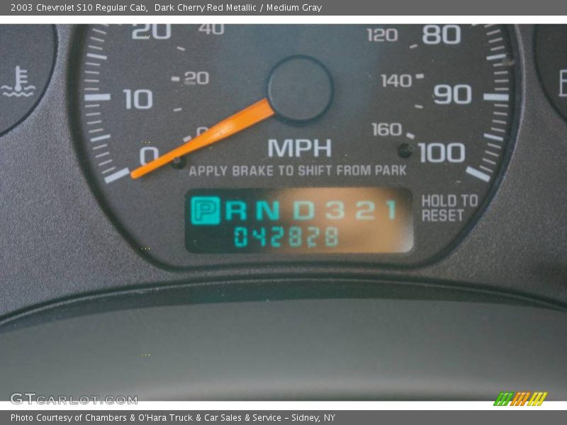 Dark Cherry Red Metallic / Medium Gray 2003 Chevrolet S10 Regular Cab