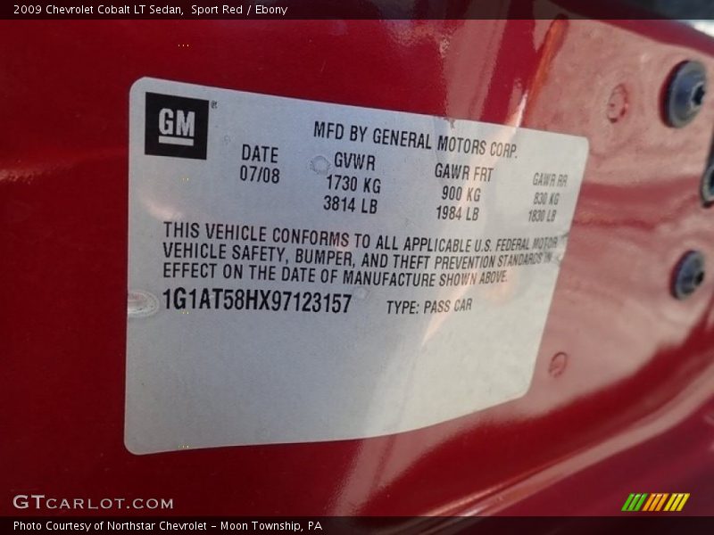 Sport Red / Ebony 2009 Chevrolet Cobalt LT Sedan