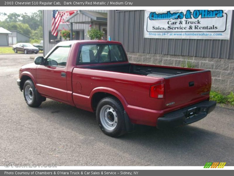 Dark Cherry Red Metallic / Medium Gray 2003 Chevrolet S10 Regular Cab