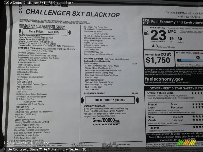 F8 Green / Black 2020 Dodge Challenger SXT