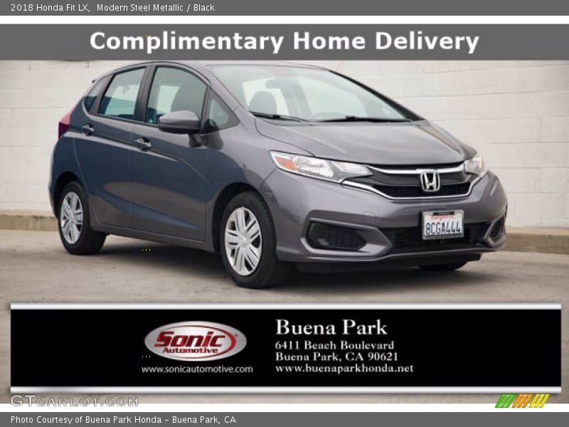 Modern Steel Metallic / Black 2018 Honda Fit LX