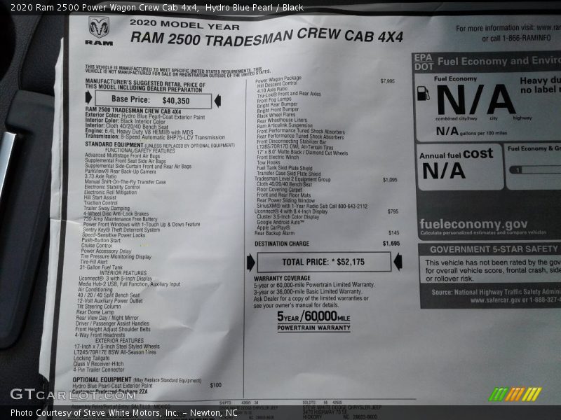 Hydro Blue Pearl / Black 2020 Ram 2500 Power Wagon Crew Cab 4x4