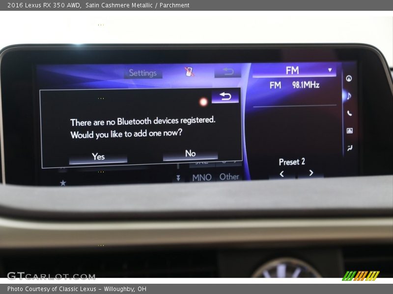 Satin Cashmere Metallic / Parchment 2016 Lexus RX 350 AWD