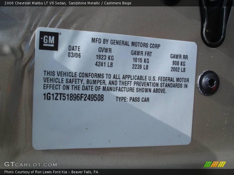 Sandstone Metallic / Cashmere Beige 2006 Chevrolet Malibu LT V6 Sedan