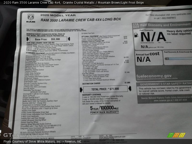 Granite Crystal Metallic / Mountain Brown/Light Frost Beige 2020 Ram 3500 Laramie Crew Cab 4x4