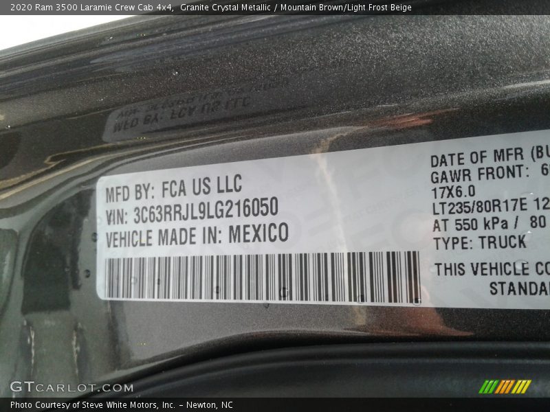 Granite Crystal Metallic / Mountain Brown/Light Frost Beige 2020 Ram 3500 Laramie Crew Cab 4x4