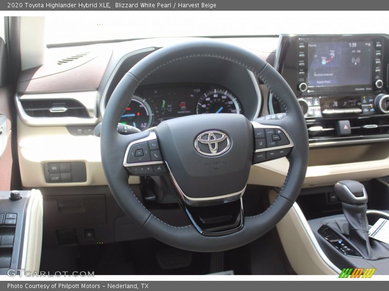 Blizzard White Pearl / Harvest Beige 2020 Toyota Highlander Hybrid XLE