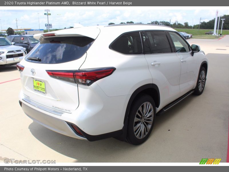 Blizzard White Pearl / Harvest Beige 2020 Toyota Highlander Platinum AWD