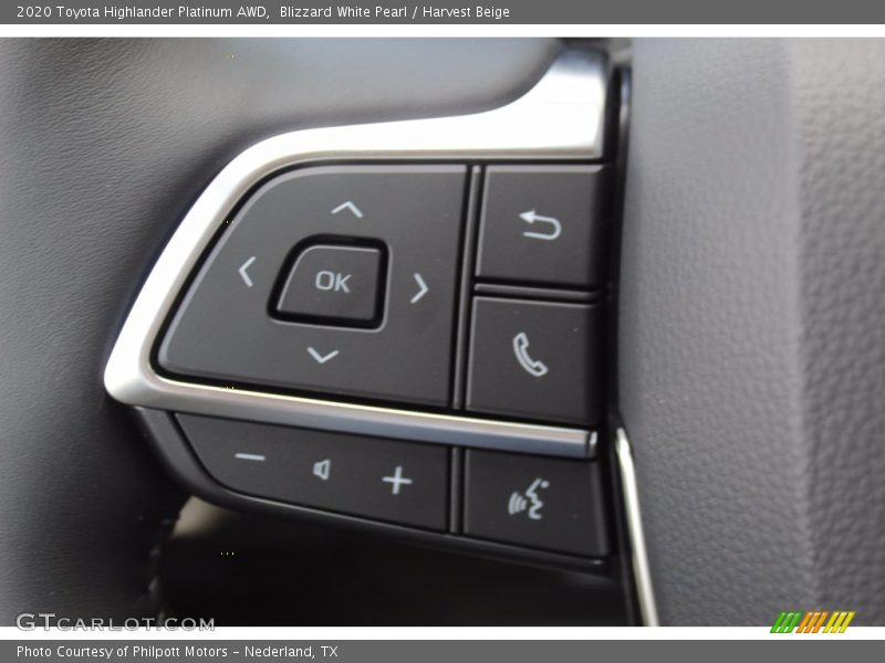 Blizzard White Pearl / Harvest Beige 2020 Toyota Highlander Platinum AWD