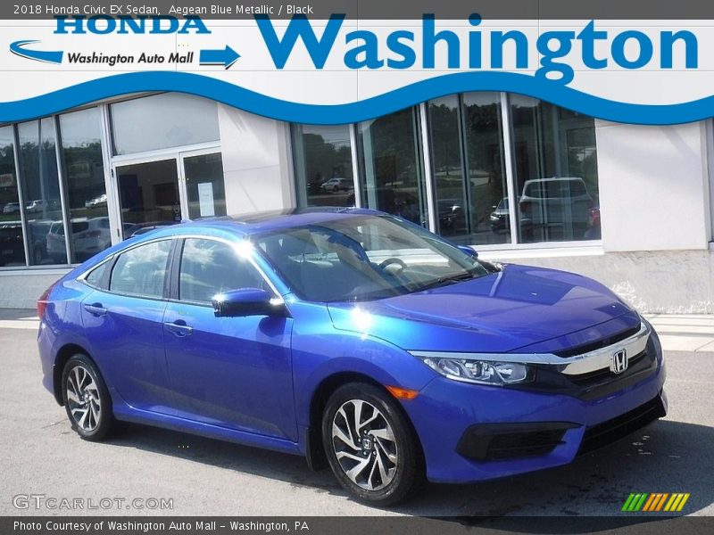 Aegean Blue Metallic / Black 2018 Honda Civic EX Sedan