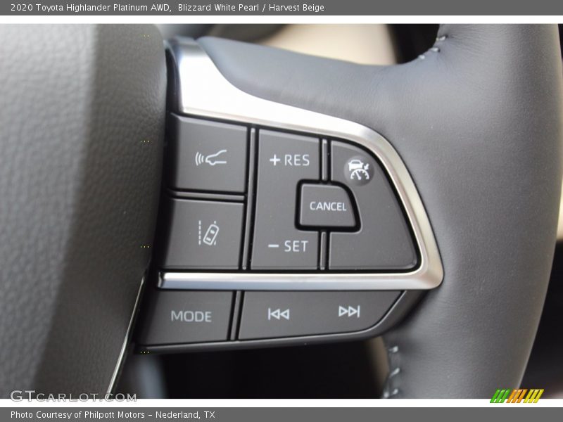 Blizzard White Pearl / Harvest Beige 2020 Toyota Highlander Platinum AWD