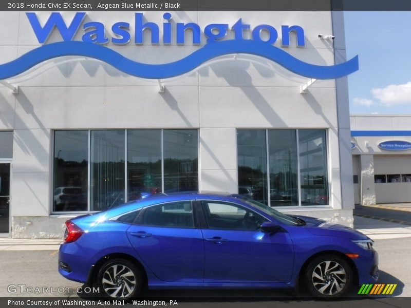 Aegean Blue Metallic / Black 2018 Honda Civic EX Sedan