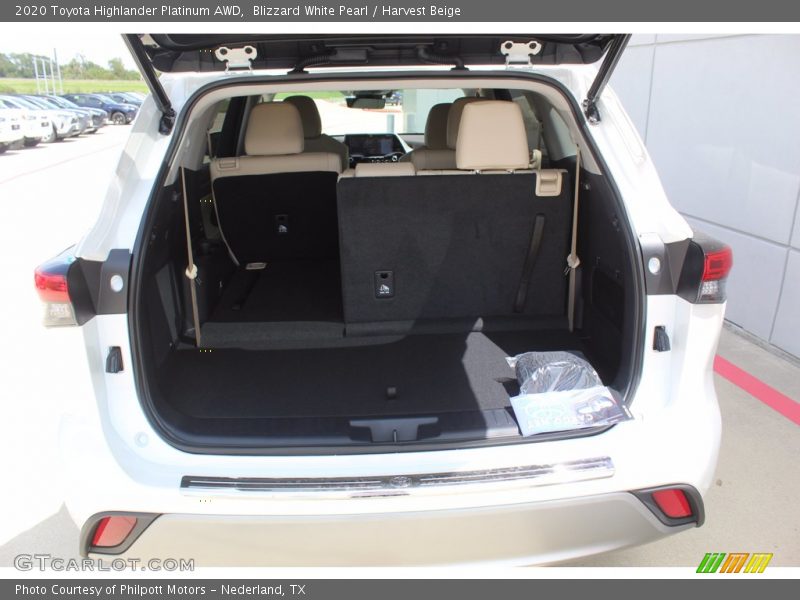 Blizzard White Pearl / Harvest Beige 2020 Toyota Highlander Platinum AWD