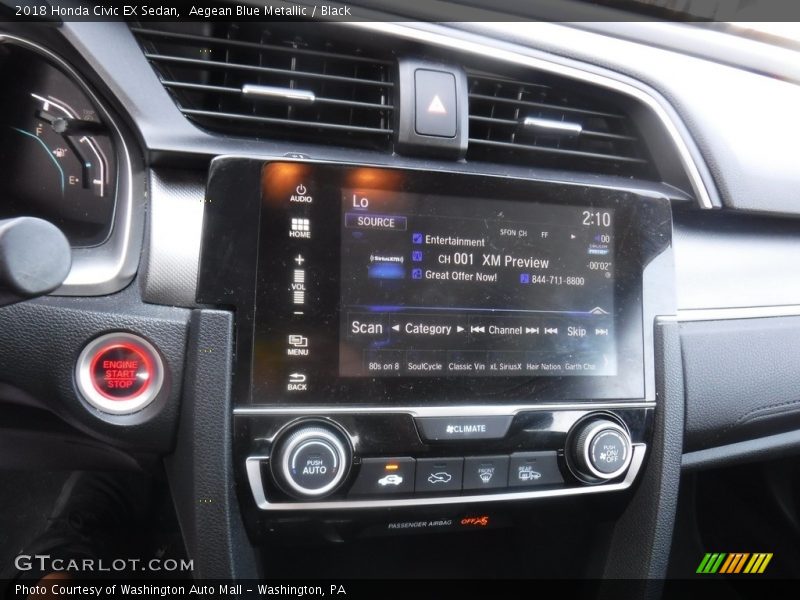 Aegean Blue Metallic / Black 2018 Honda Civic EX Sedan