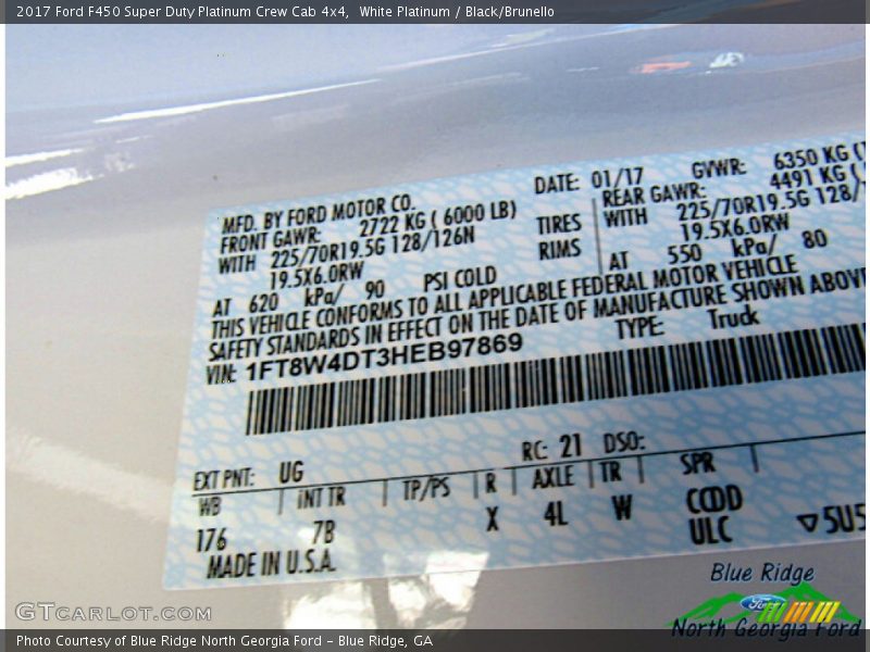White Platinum / Black/Brunello 2017 Ford F450 Super Duty Platinum Crew Cab 4x4