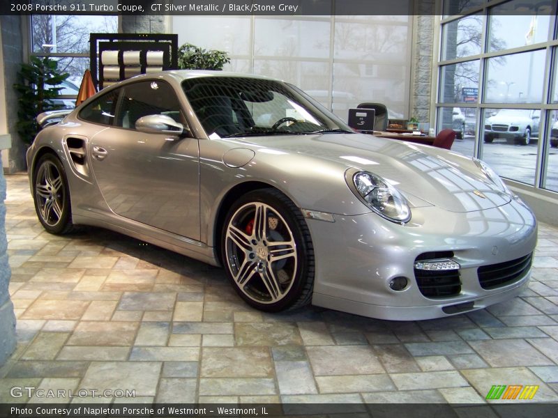 GT Silver Metallic / Black/Stone Grey 2008 Porsche 911 Turbo Coupe